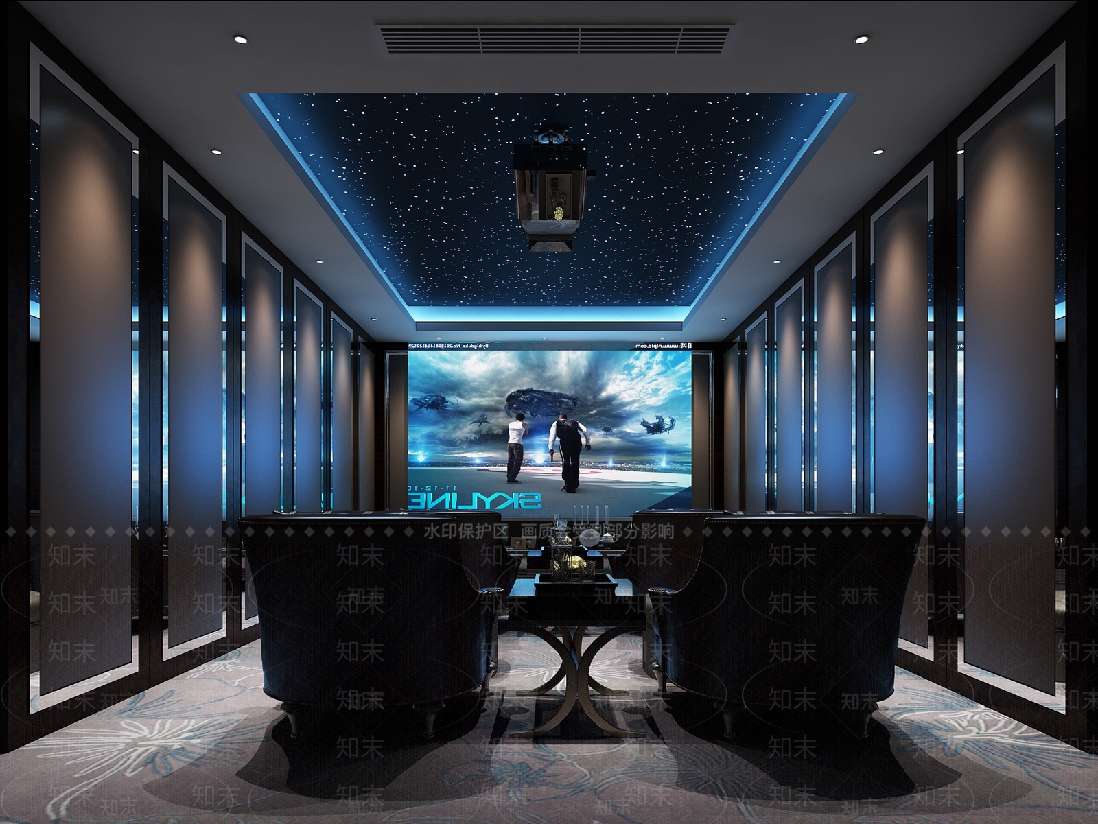 现代风格影音室SU模型下载【ID:555969793】