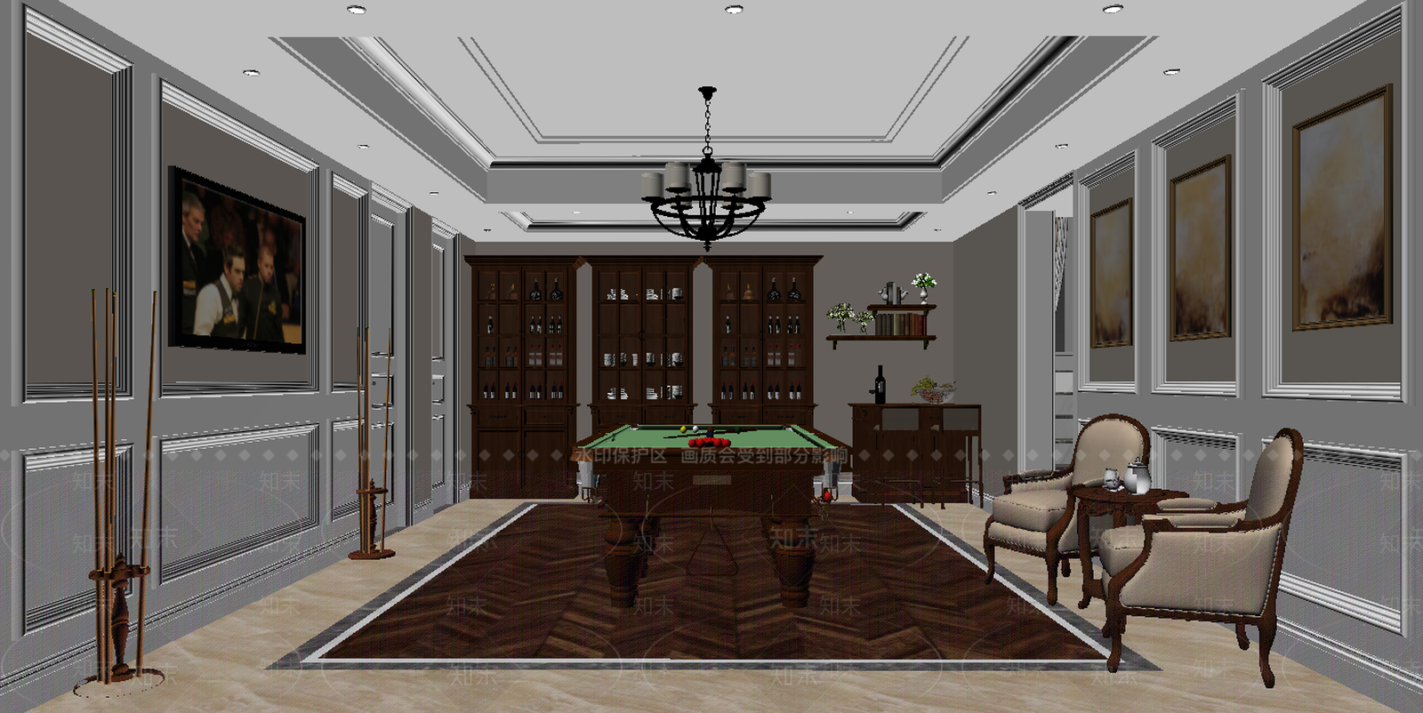 美式风格休息室SU模型下载【ID:655970255】