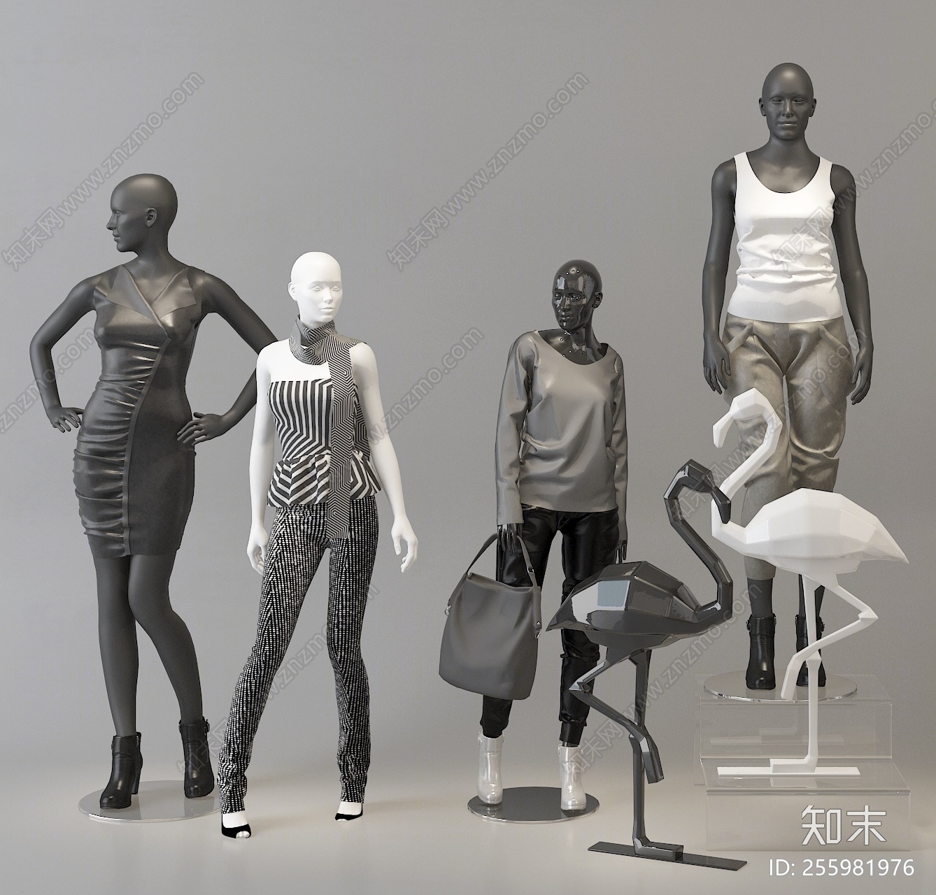 现代服装模特3D模型下载【ID:255981976】