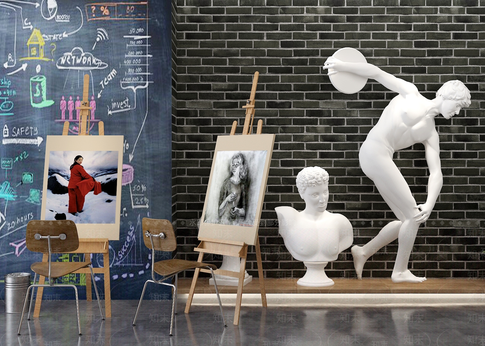 北欧石膏雕像3D模型下载【ID:355982813】