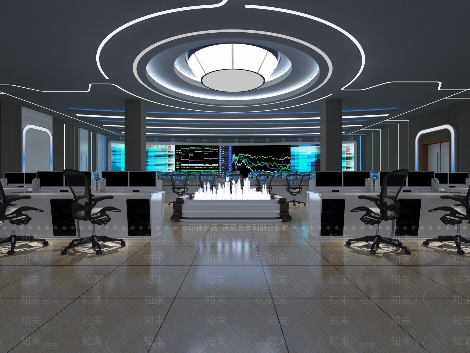 现代指挥大厅3D模型下载【ID:555992441】