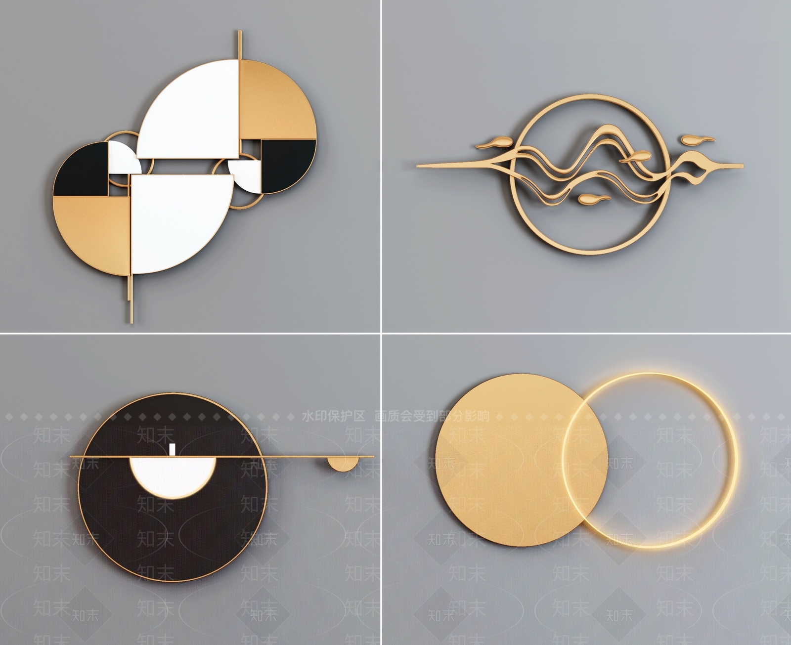 现代墙饰品3D模型下载【ID:255995223】