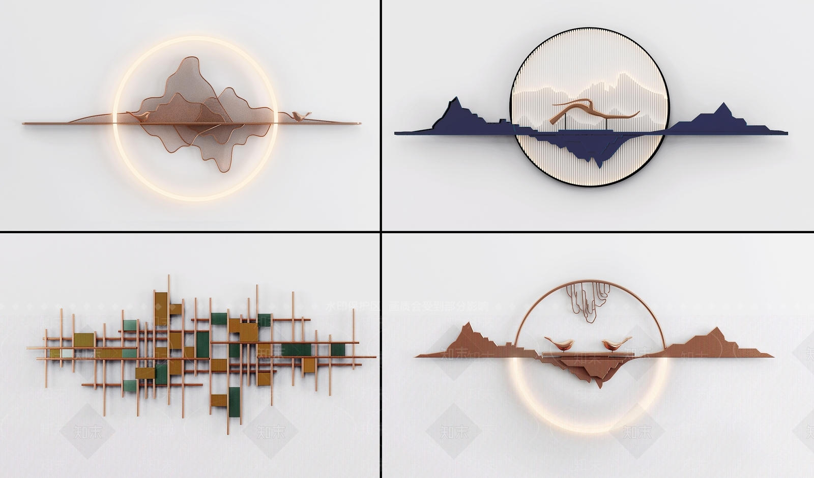 新中式墙饰品3D模型下载【ID:255995244】