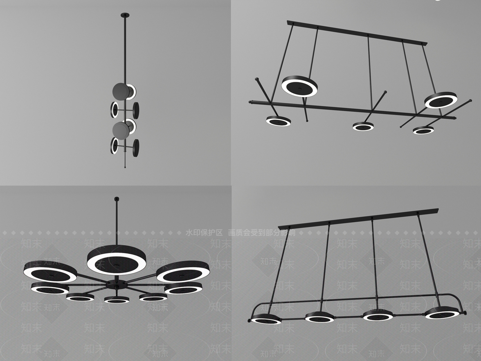 现代办公室简约吊灯3D模型下载【ID:255996277】