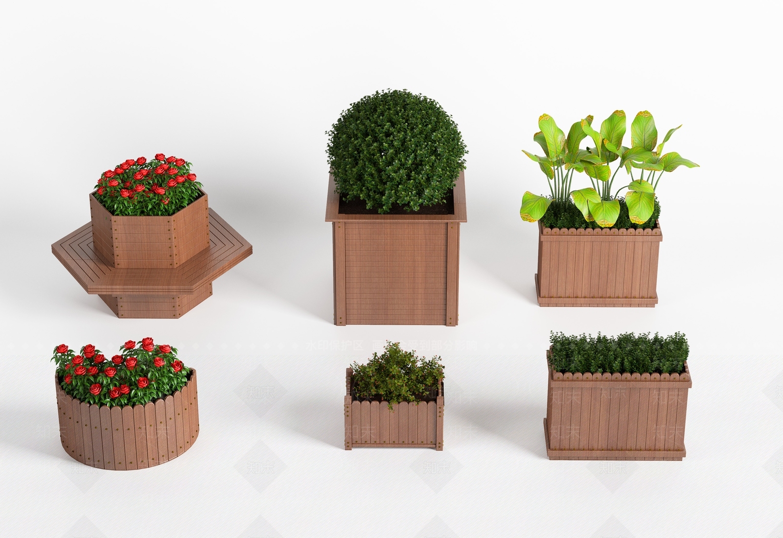 现代绿植盆栽花箱3D模型下载【ID:656018730】