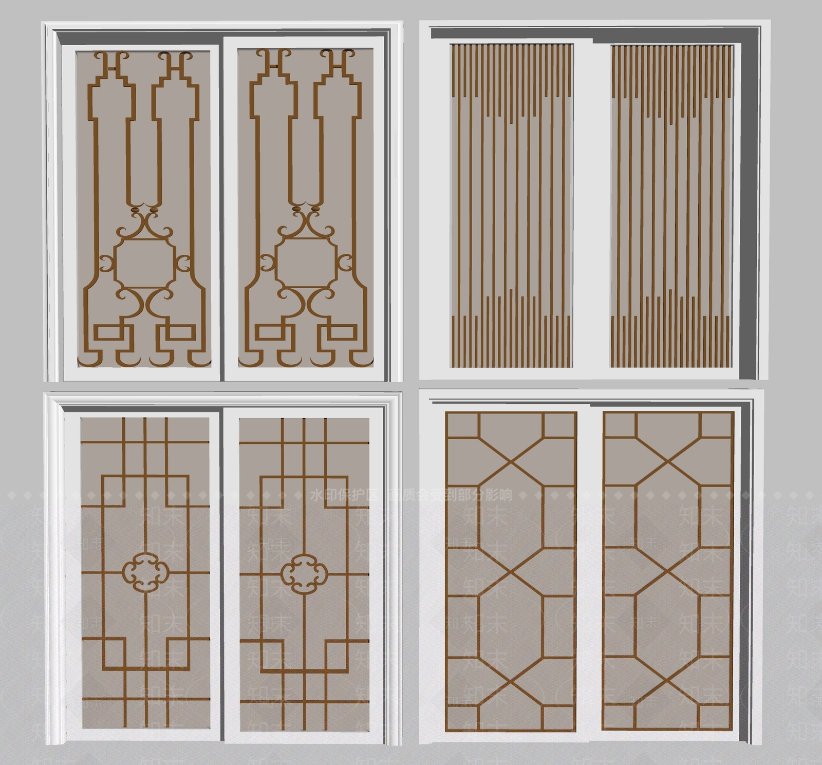 欧式风格推拉门SU模型下载【ID:256020281】