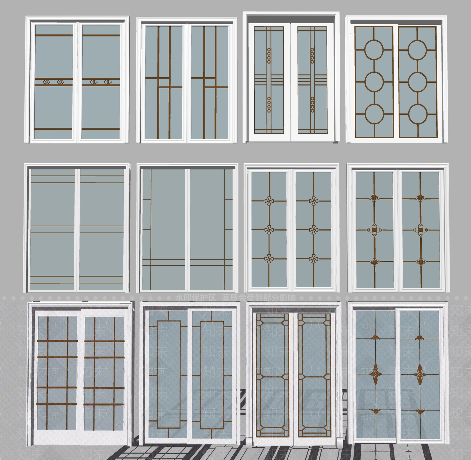 欧式风格推拉门SU模型下载【ID:256028280】