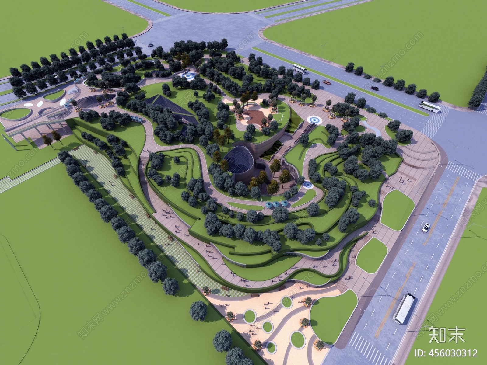 現代公園景觀規劃3d模型下載