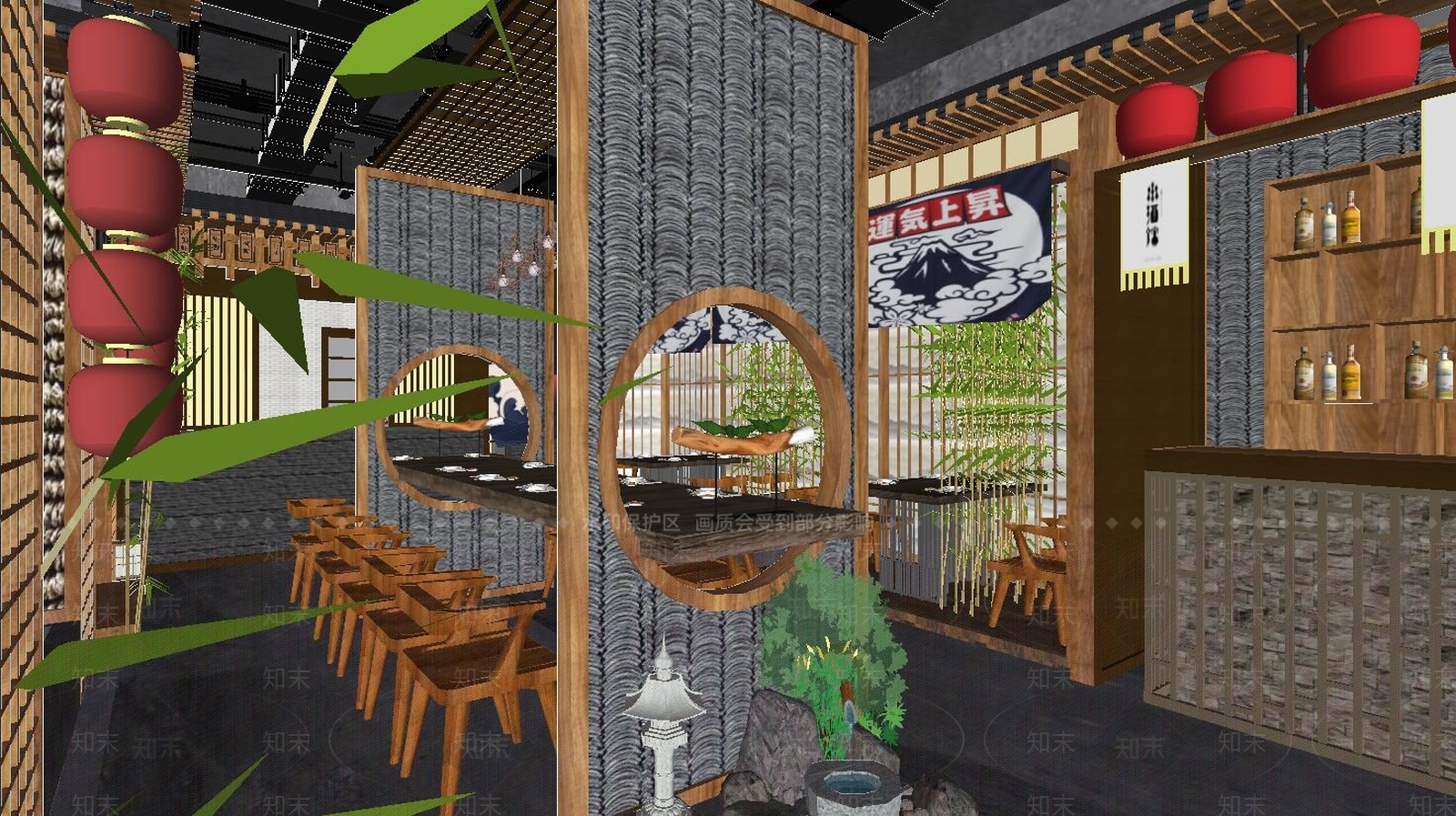 日式风格日式餐厅SU模型下载【ID:856039602】