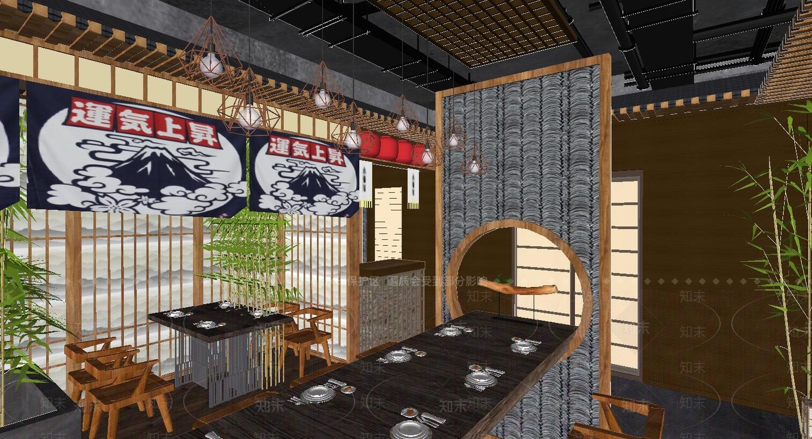 日式风格日式餐厅SU模型下载【ID:856039602】