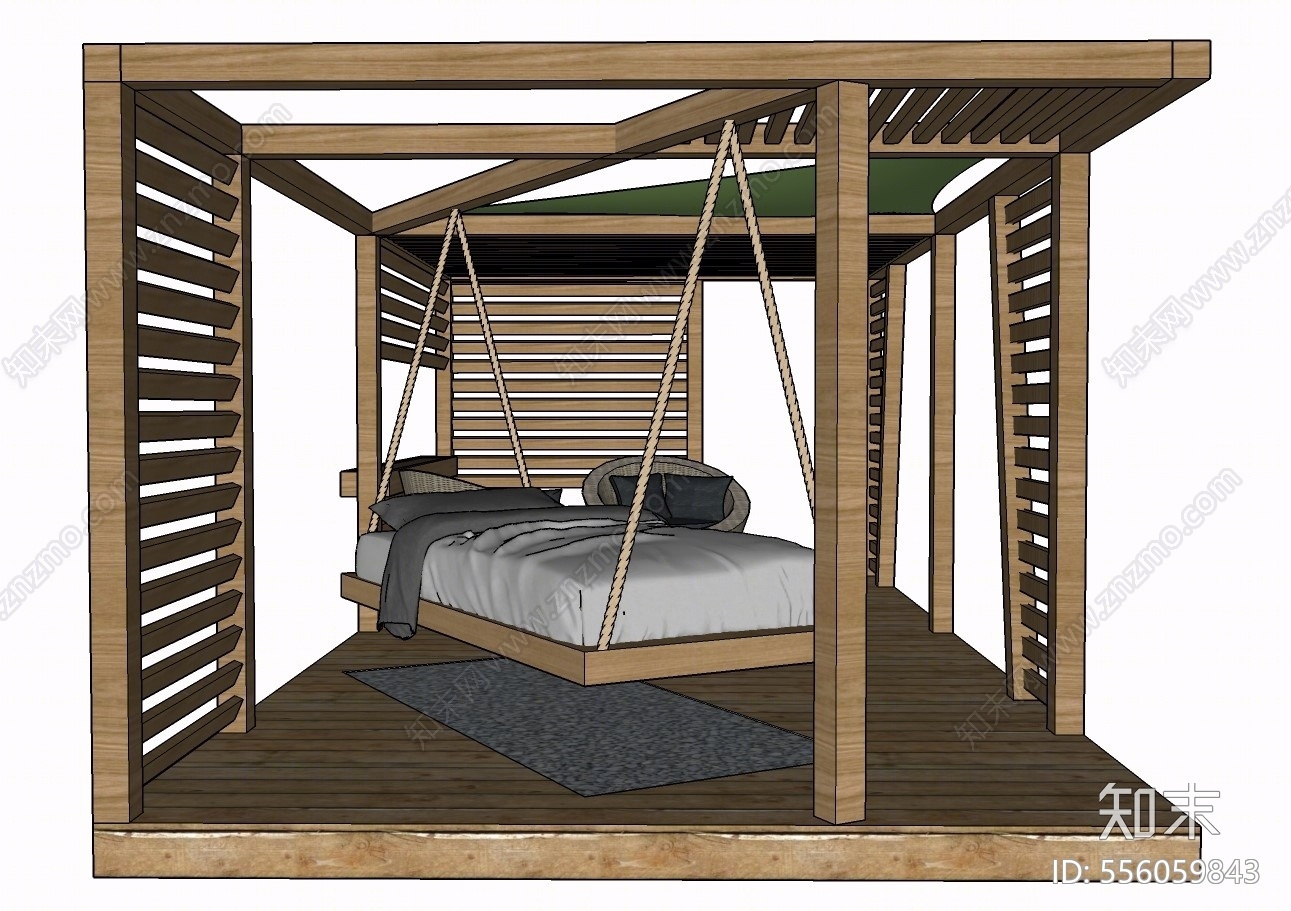 现代风格吊床SU模型下载【ID:556059843】