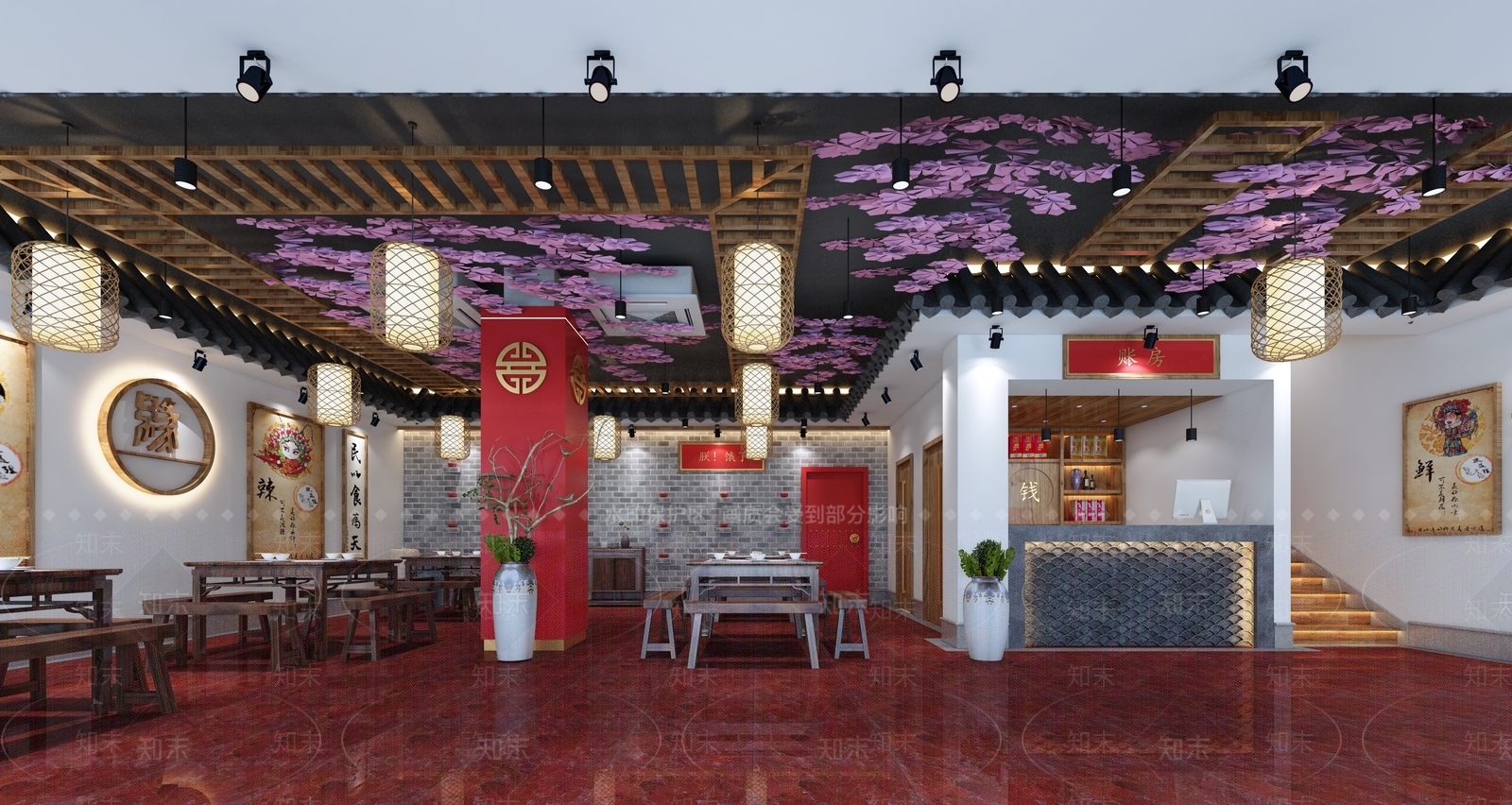 中式吊顶3D模型下载【ID:356081495】