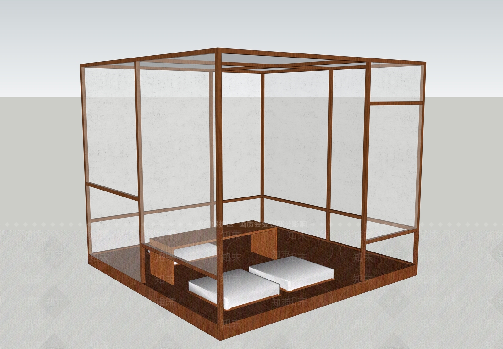 新中式风格茶艺展厅SU模型下载【ID:556086898】