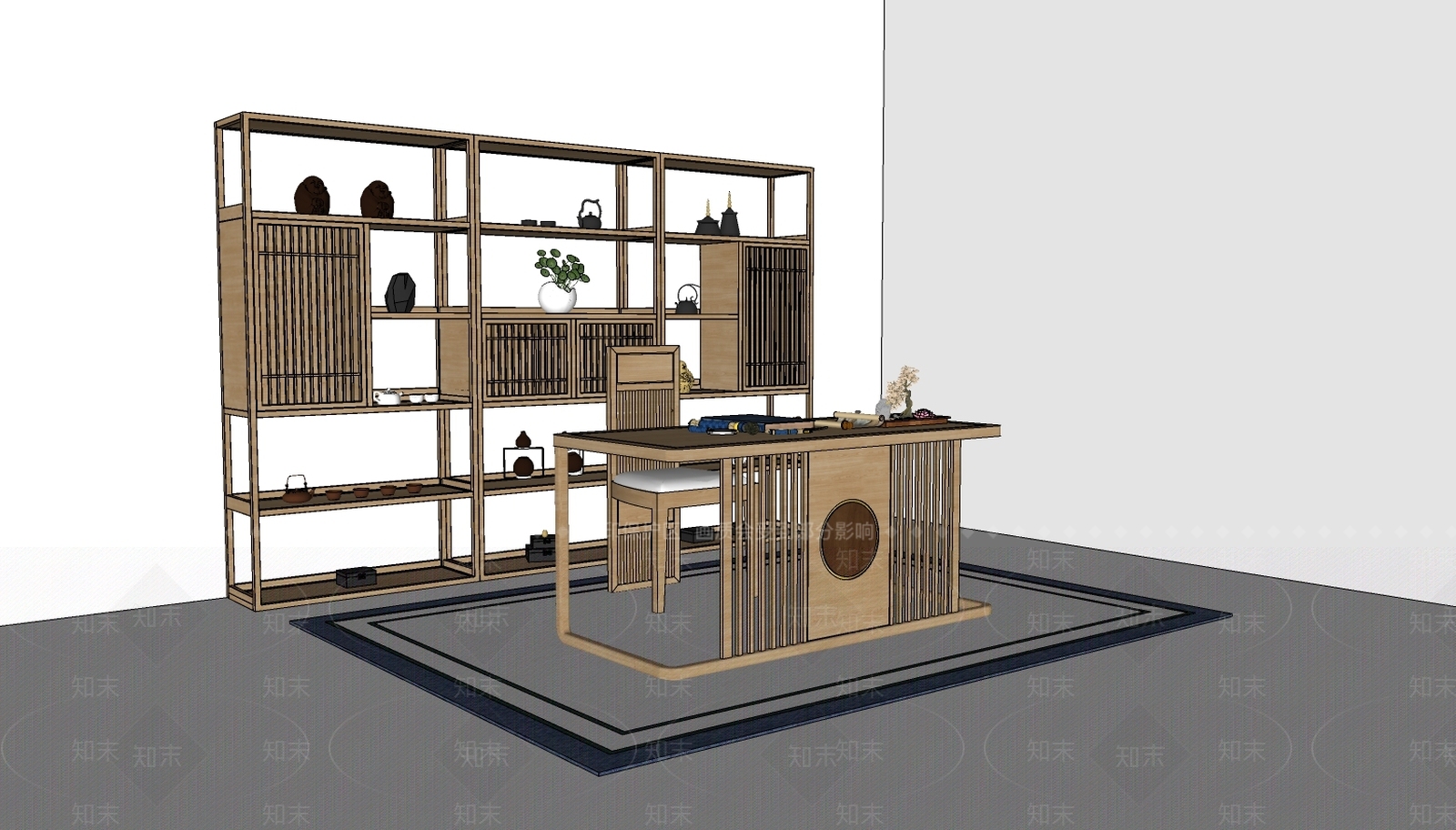 中式风格展示架SU模型下载【ID:256087507】