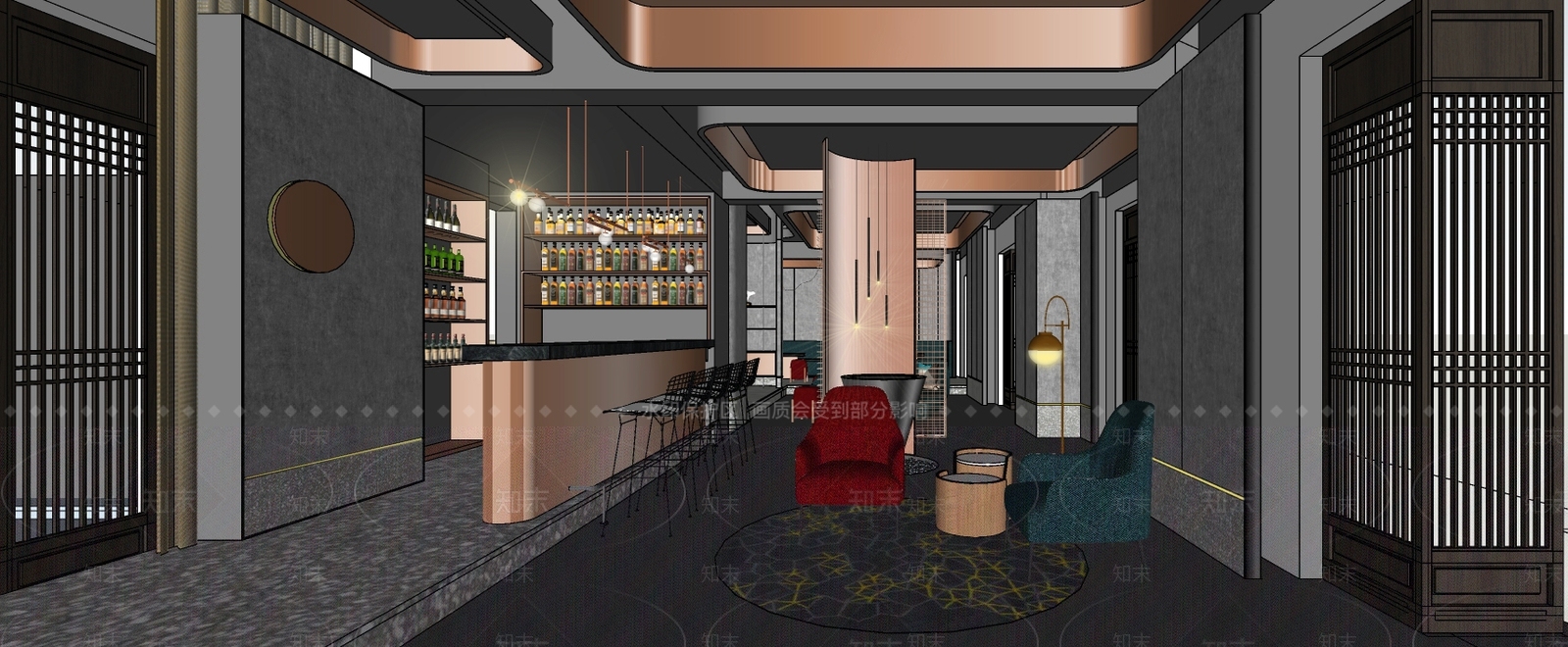 现代风格酒吧SU模型下载【ID:756087416】