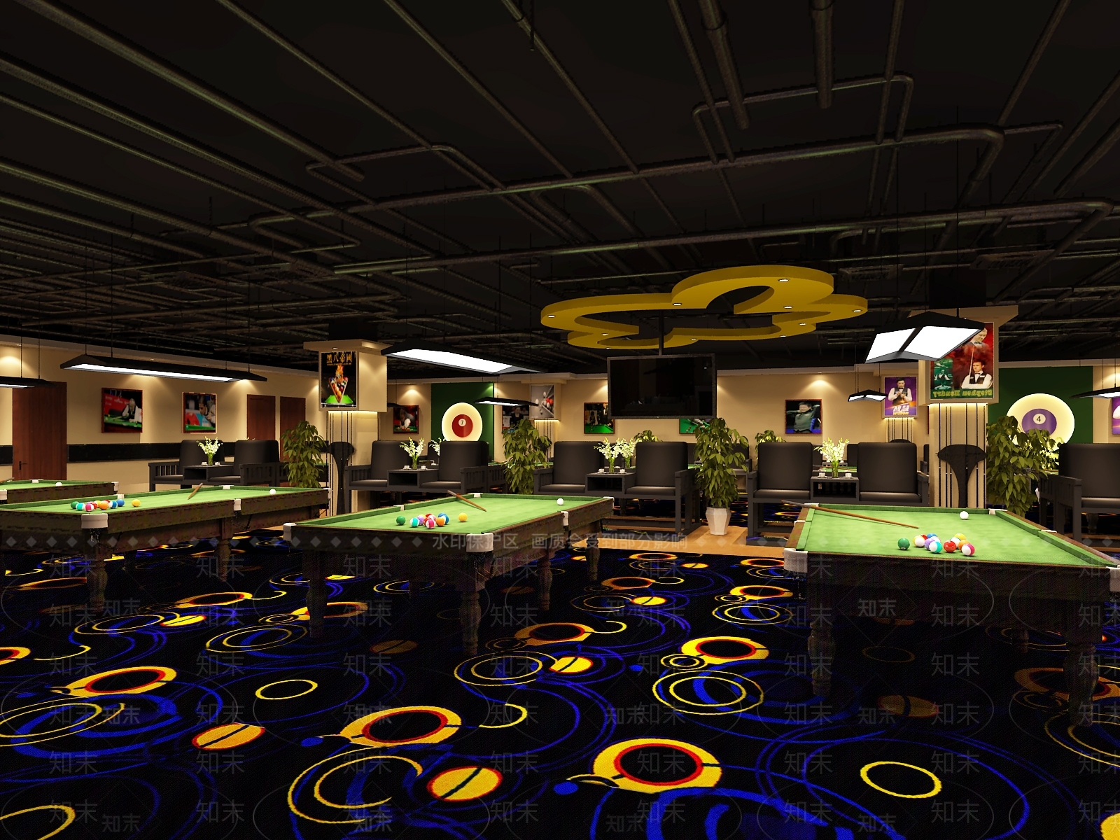 现代桌球室3D模型下载【ID:956099815】