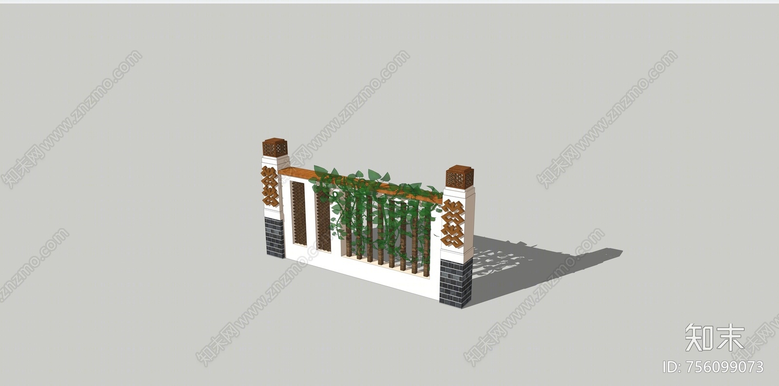 中式风格景墙围墙SU模型下载【ID:756099073】