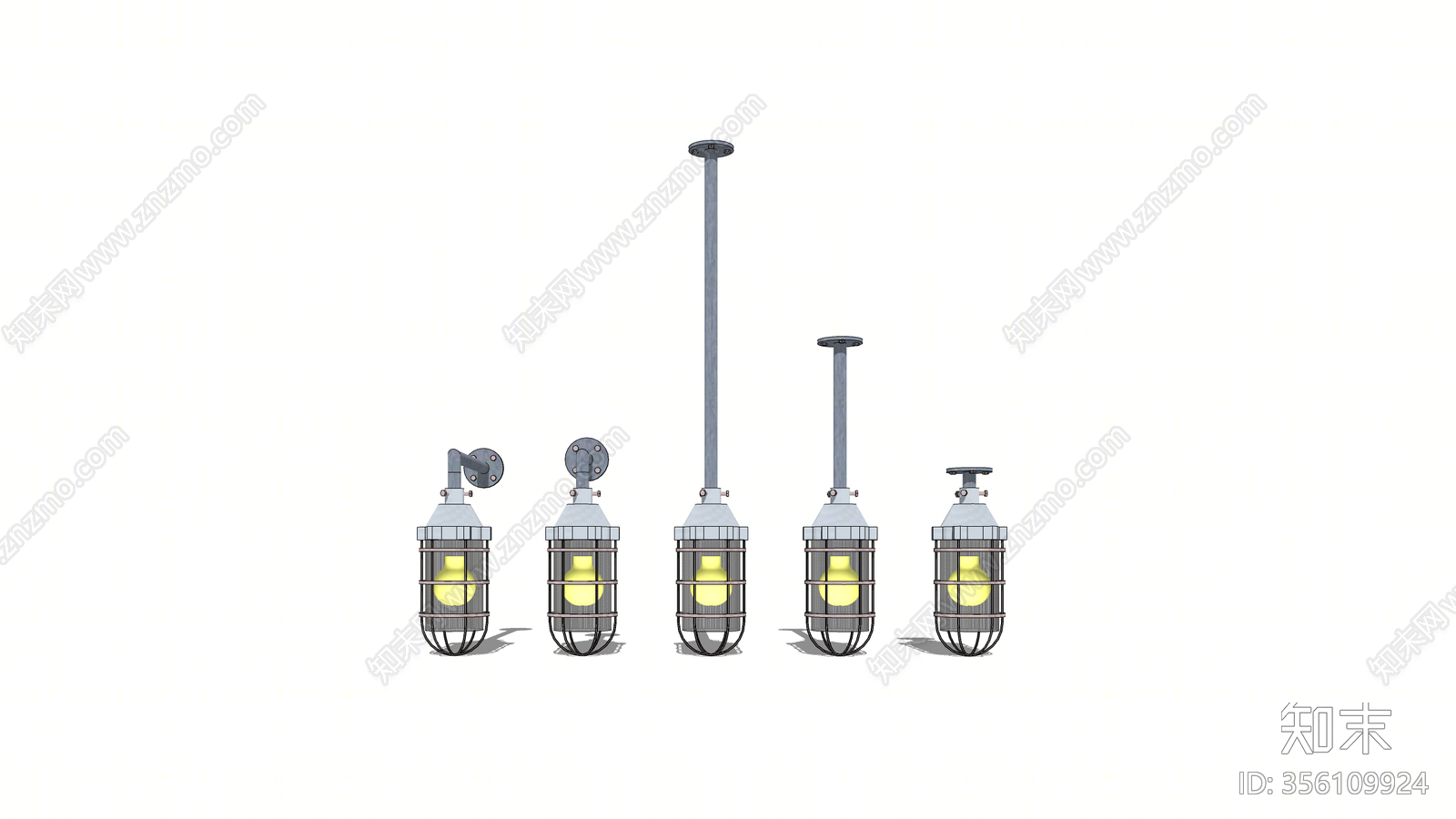 工业风格壁灯SU模型下载【ID:356109924】