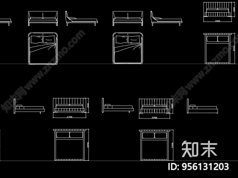 cad床图块施工图下载【ID:956131203】