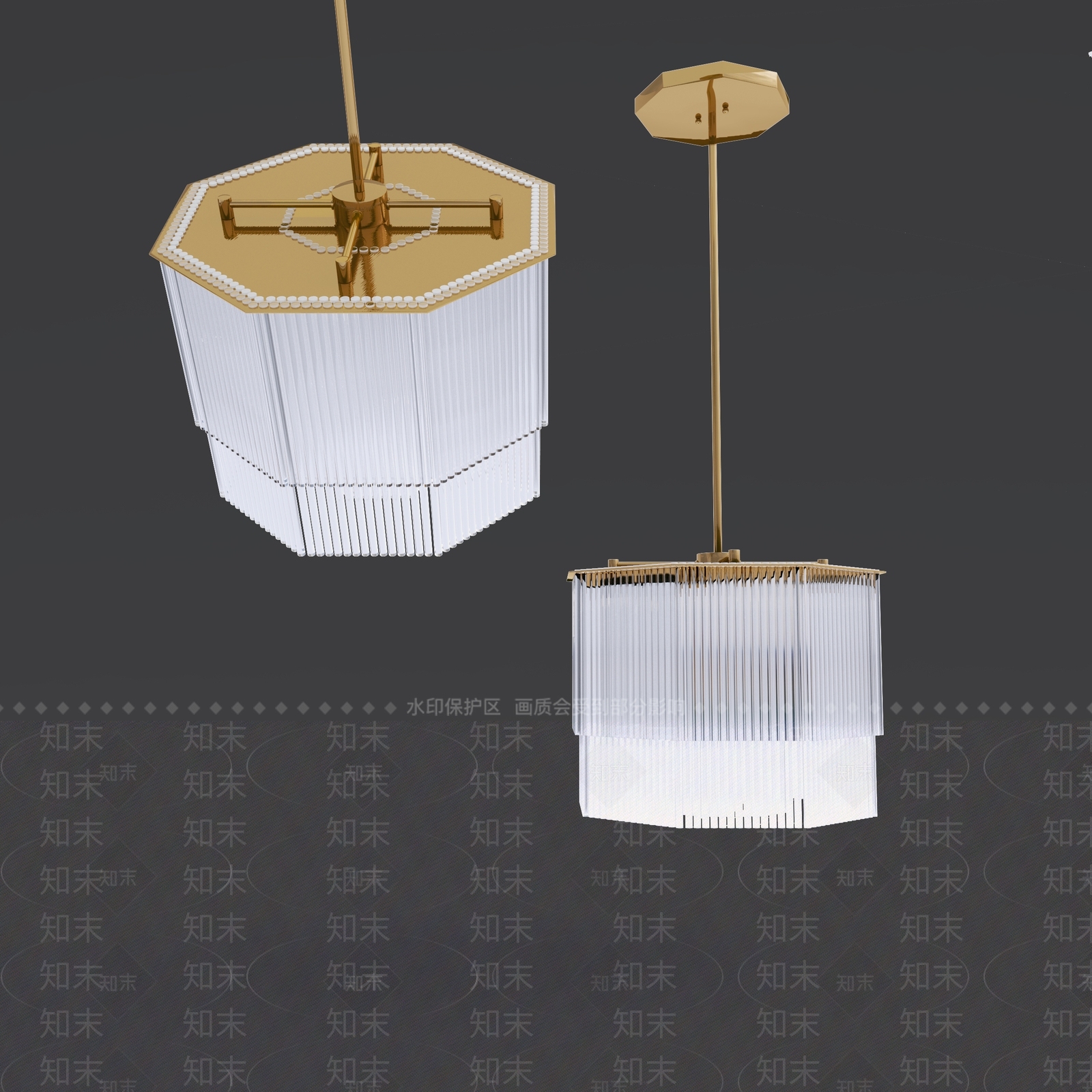 现代客厅水晶吊灯3D模型下载【ID:556145827】