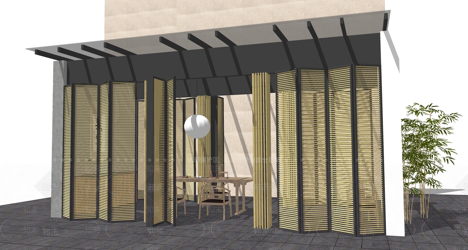 中式风格户外茶室SU模型下载【ID:656164798】