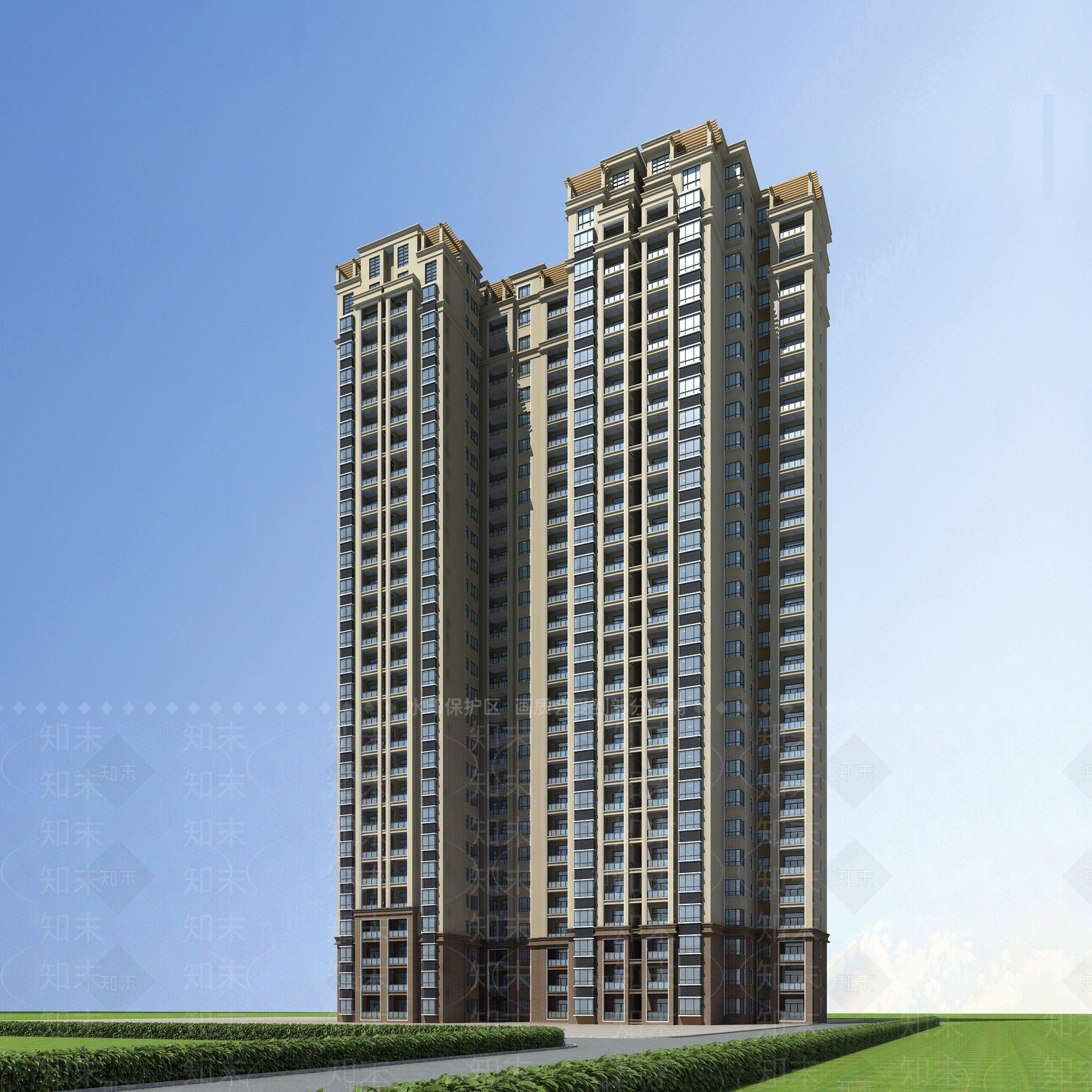 简欧住宅楼3D模型下载【ID:356170963】