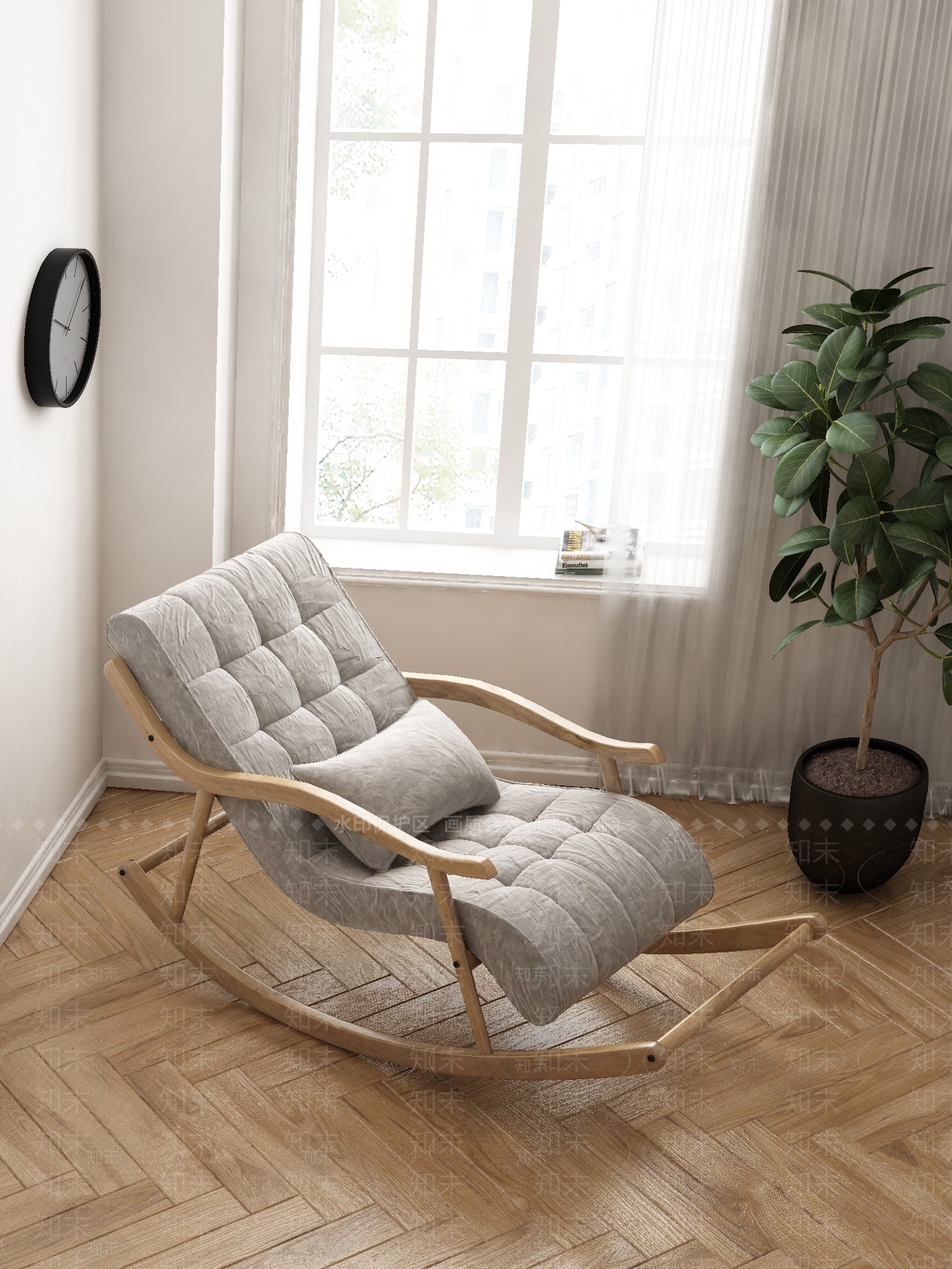 北欧布艺躺椅3D模型下载【ID:256170495】
