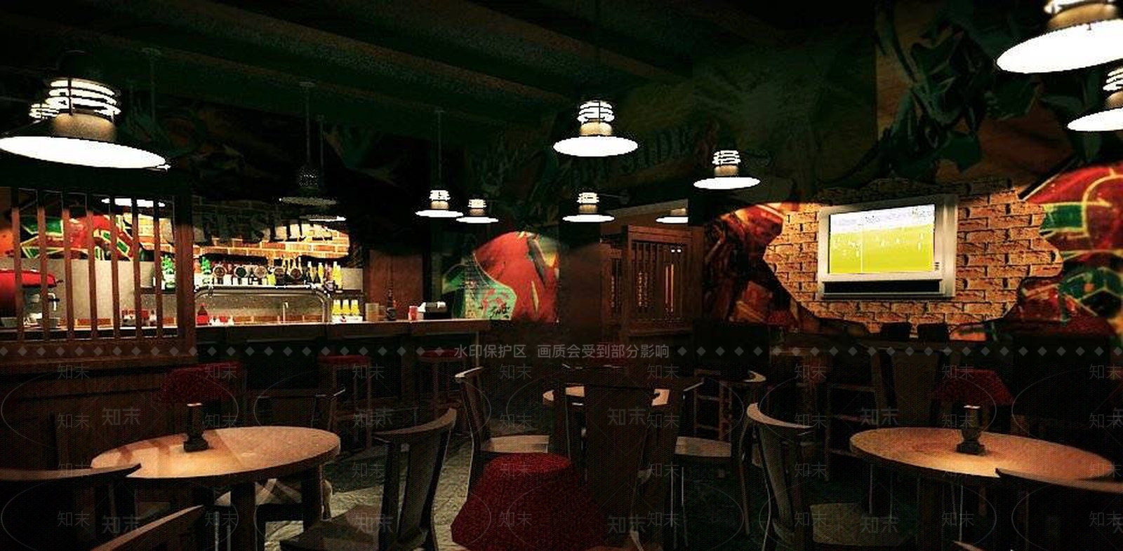 美式风格酒吧SU模型下载【ID:756180446】