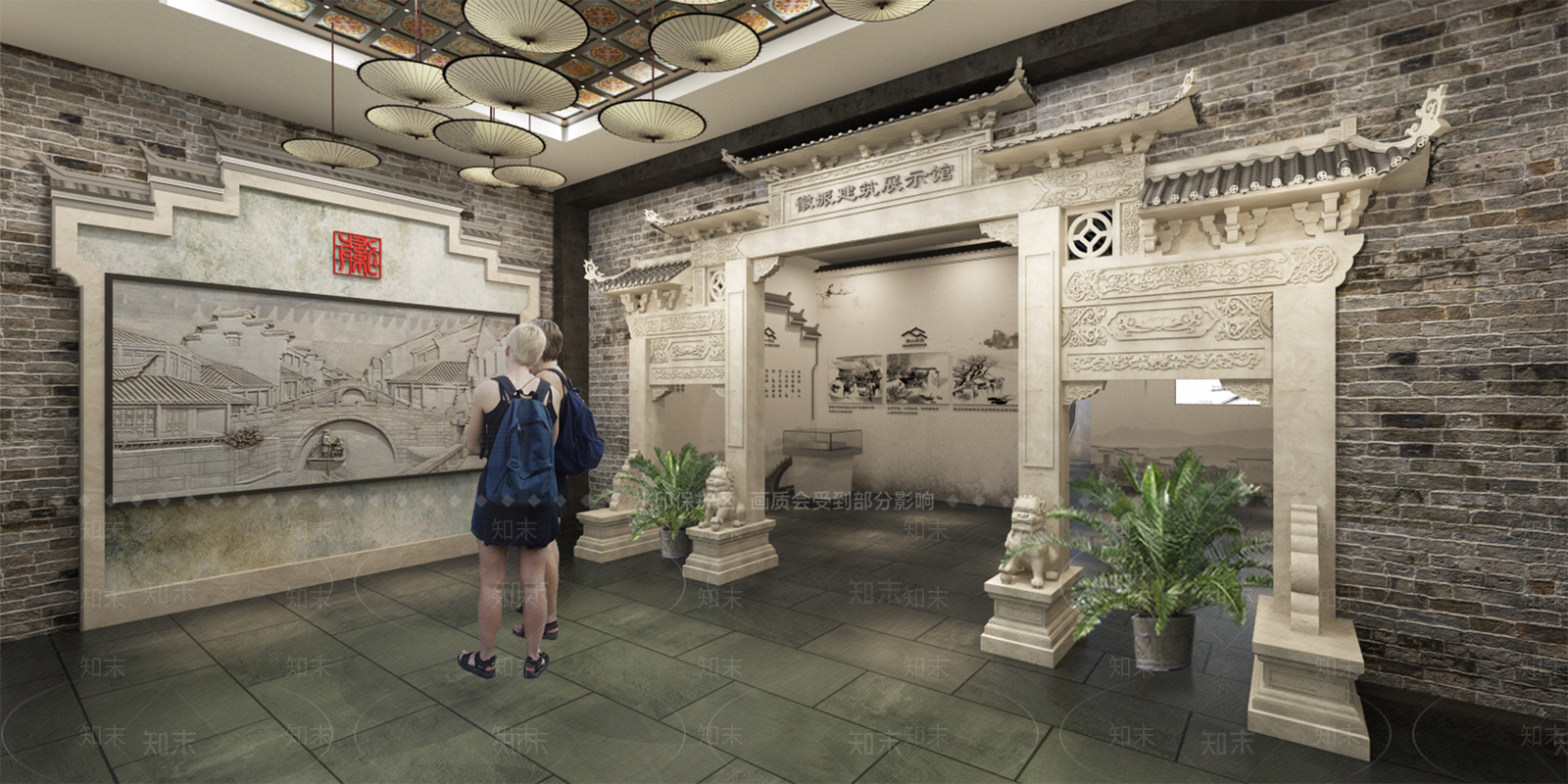 新古典文化徽派建筑展厅3D模型下载【ID:556199430】