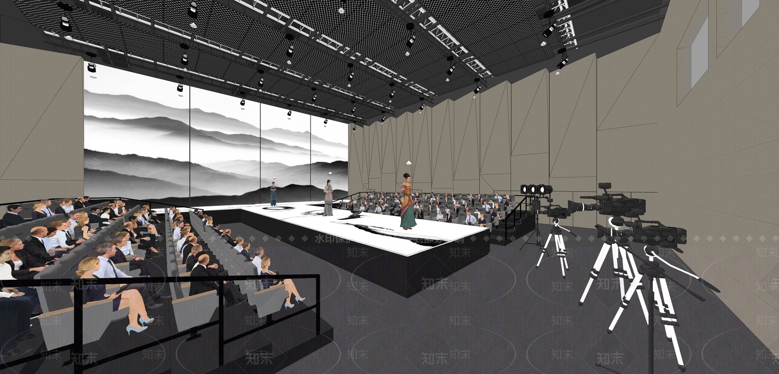 现代风格T台SU模型下载【ID:356205666】