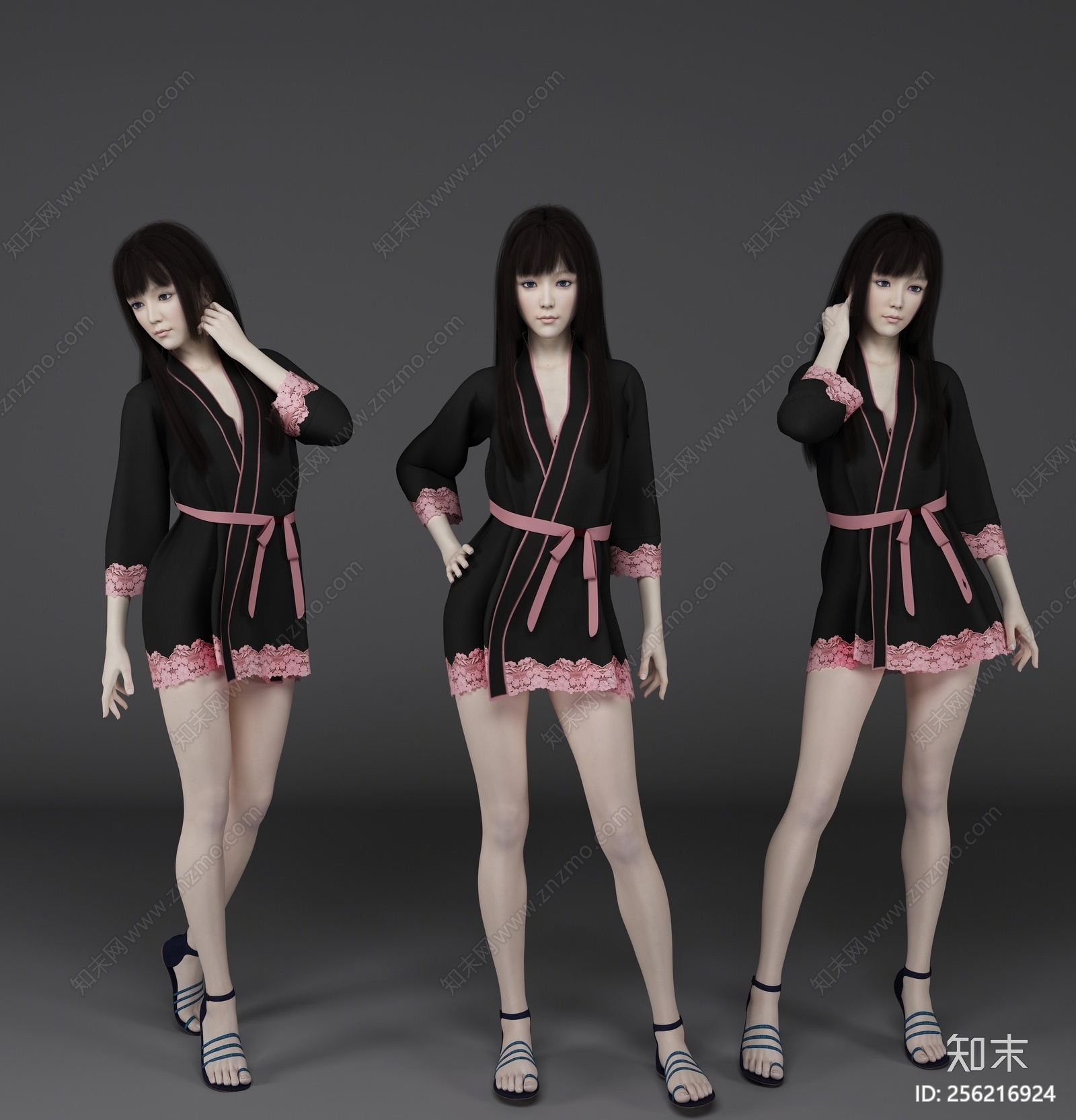 现代美女模特3D模型下载【ID:256216924】