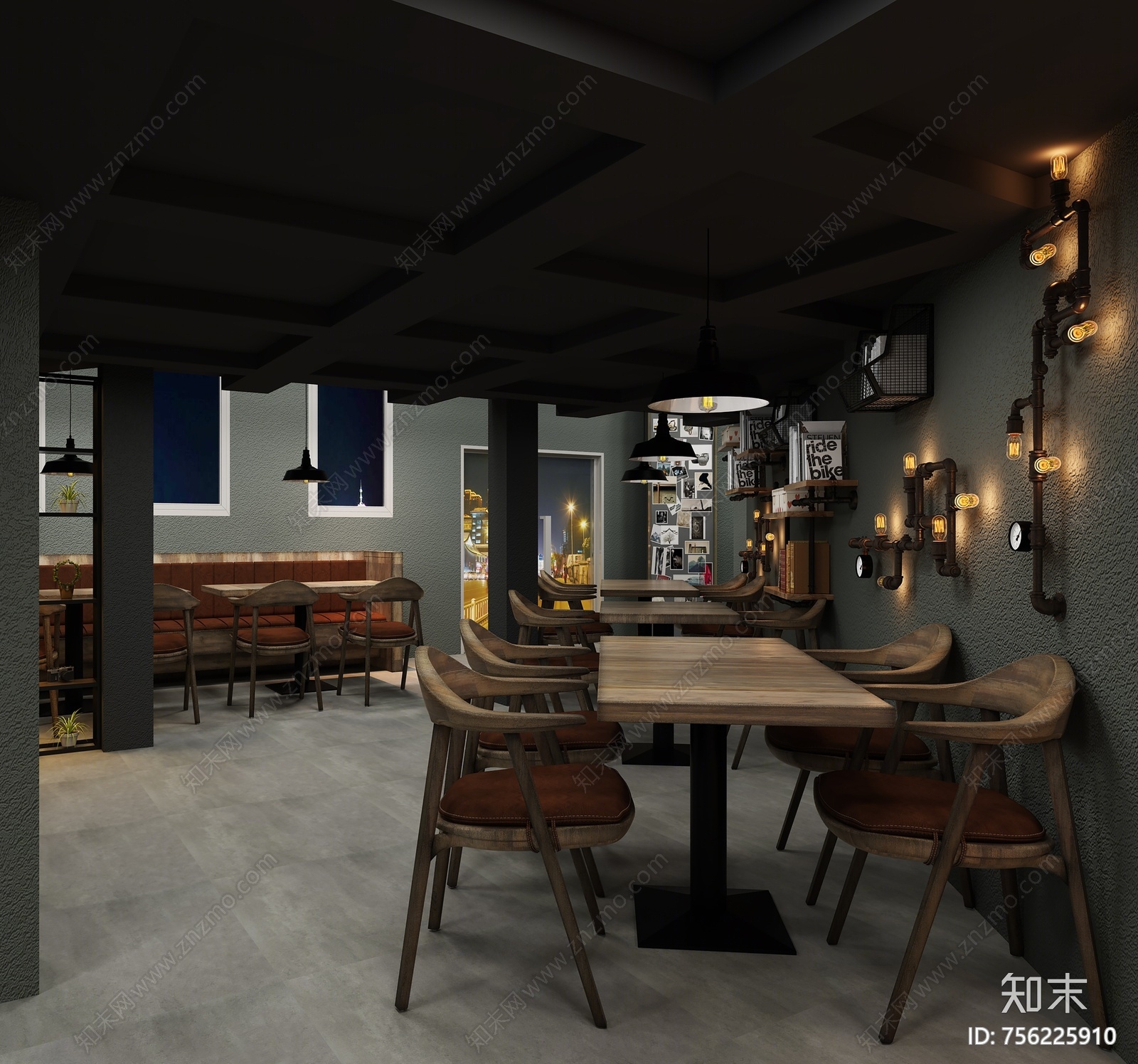 工业风西餐厅3D模型下载【ID:756225910】