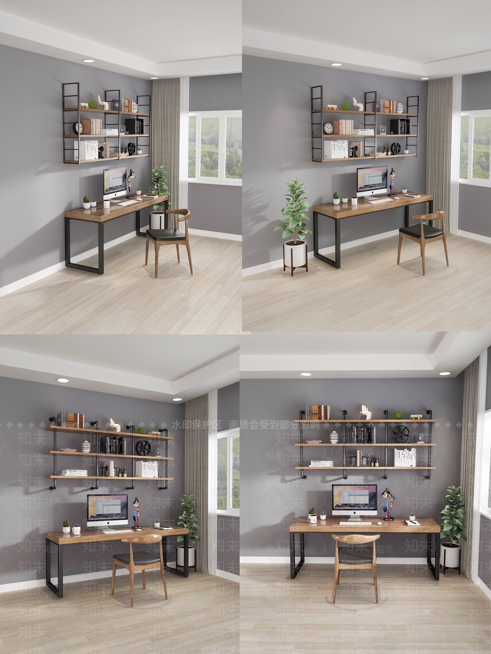 北欧墙上置物架3D模型下载【ID:556241689】