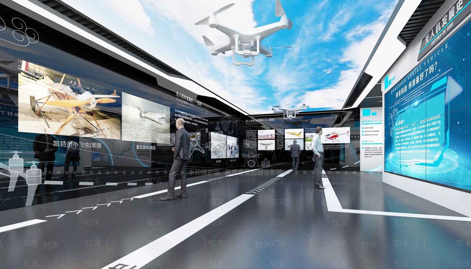 现代无人机展厅3D模型下载【ID:556274458】