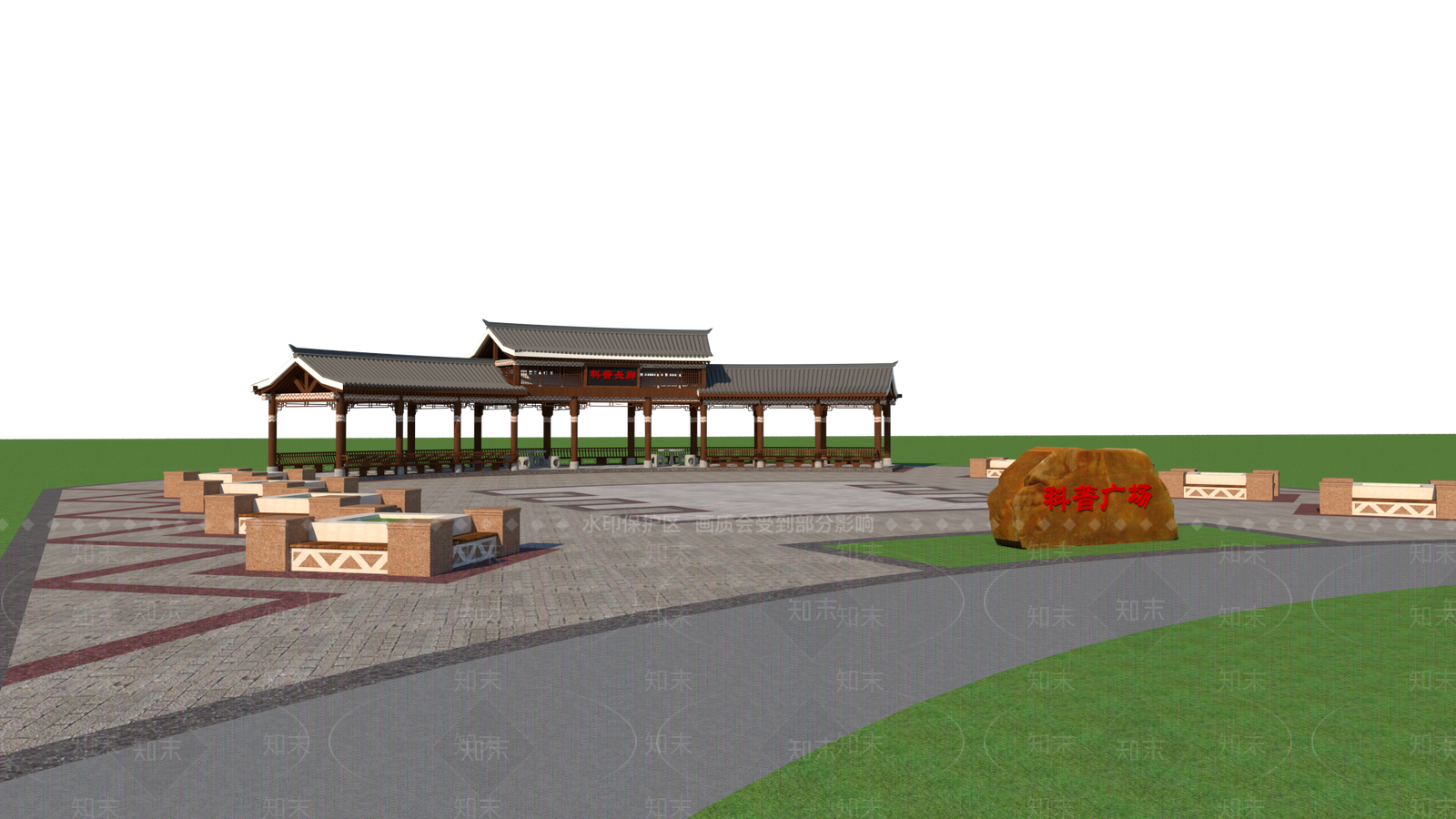 中式风格简模规划SU模型下载【ID:356274273】