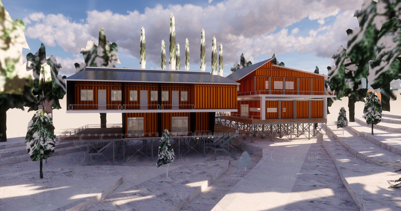 现代集装箱房子SU模型下载【ID:456277112】