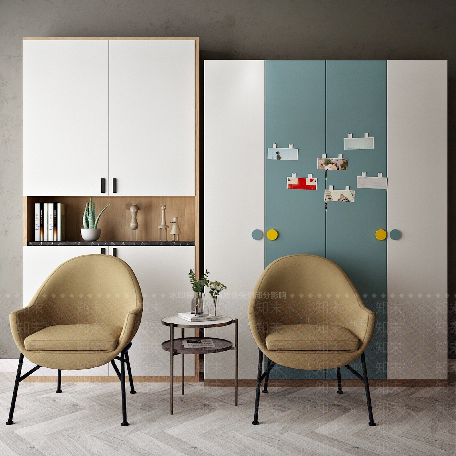 现代卡通衣柜3D模型下载【ID:956283924】