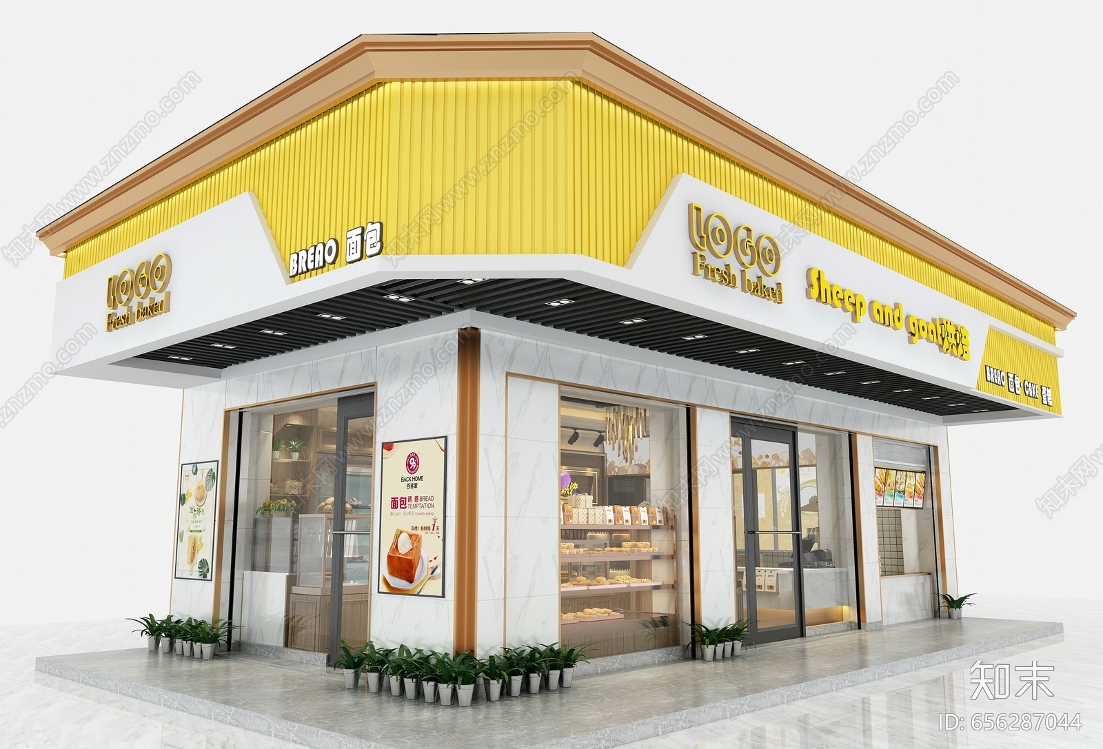 现代面包蛋糕店3D模型下载【ID:656287044】