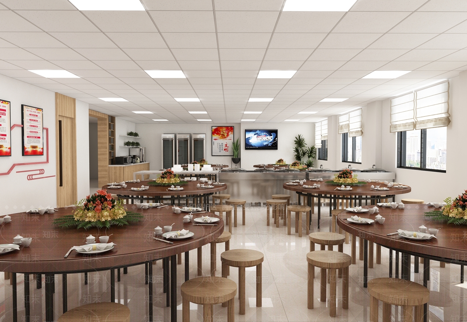 现代党建食堂3D模型下载【ID:756340704】