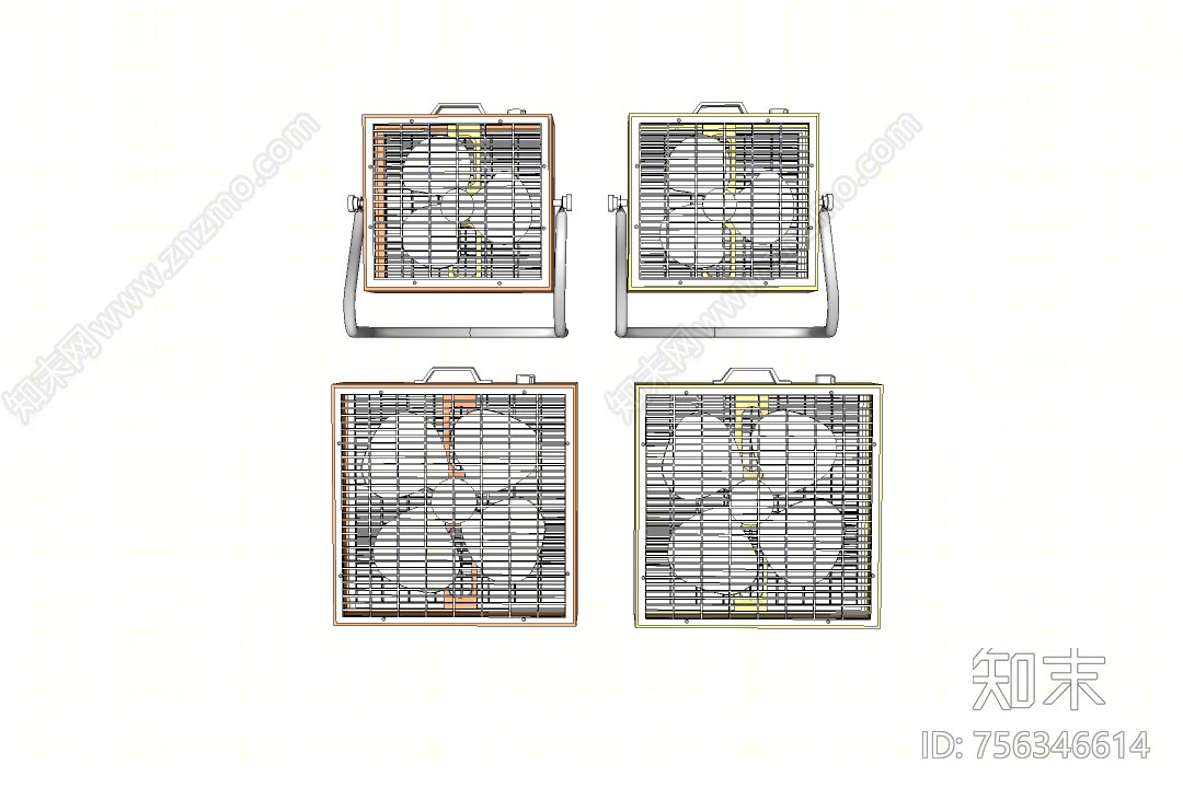 现代风格电风扇吊扇SU模型下载【ID:756346614】