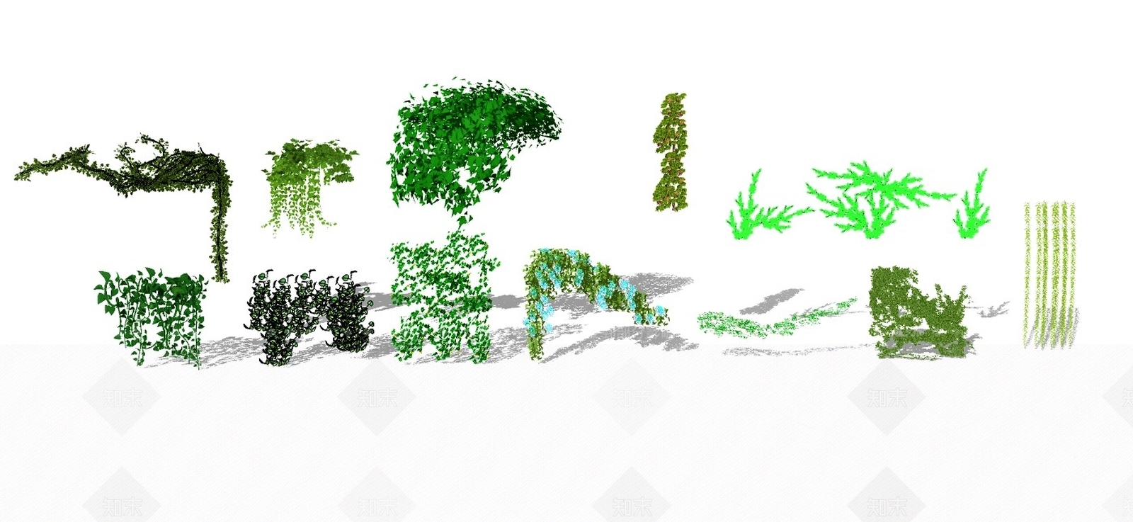 现代风格绿植墙SU模型下载【ID:256401285】