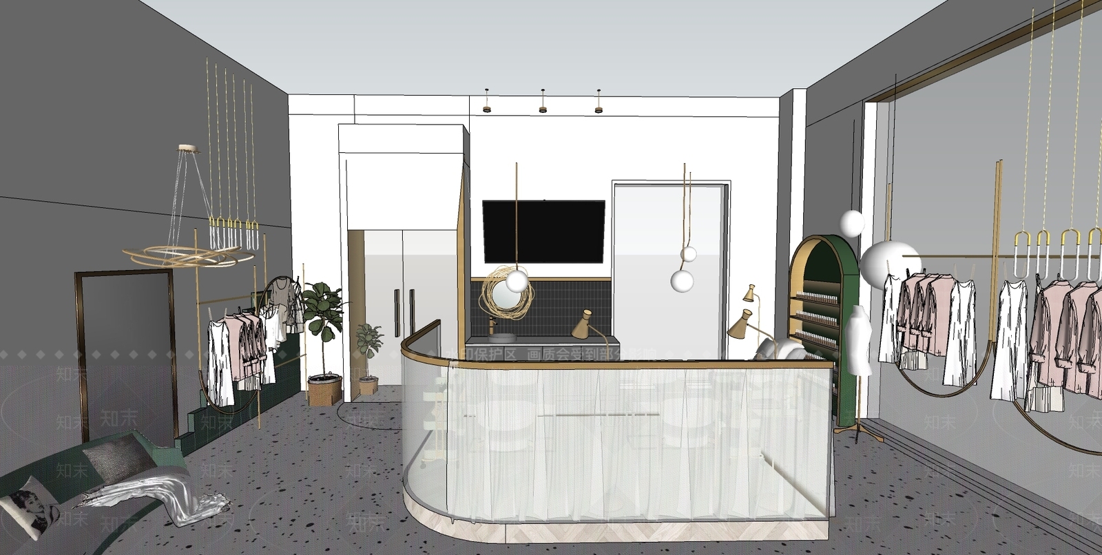 北欧网红风格美甲店SU模型下载【ID:756415142】
