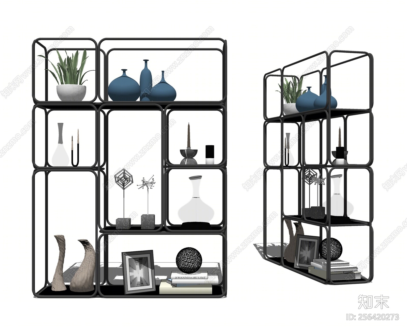 现代风格装饰架SU模型下载【ID:256420273】