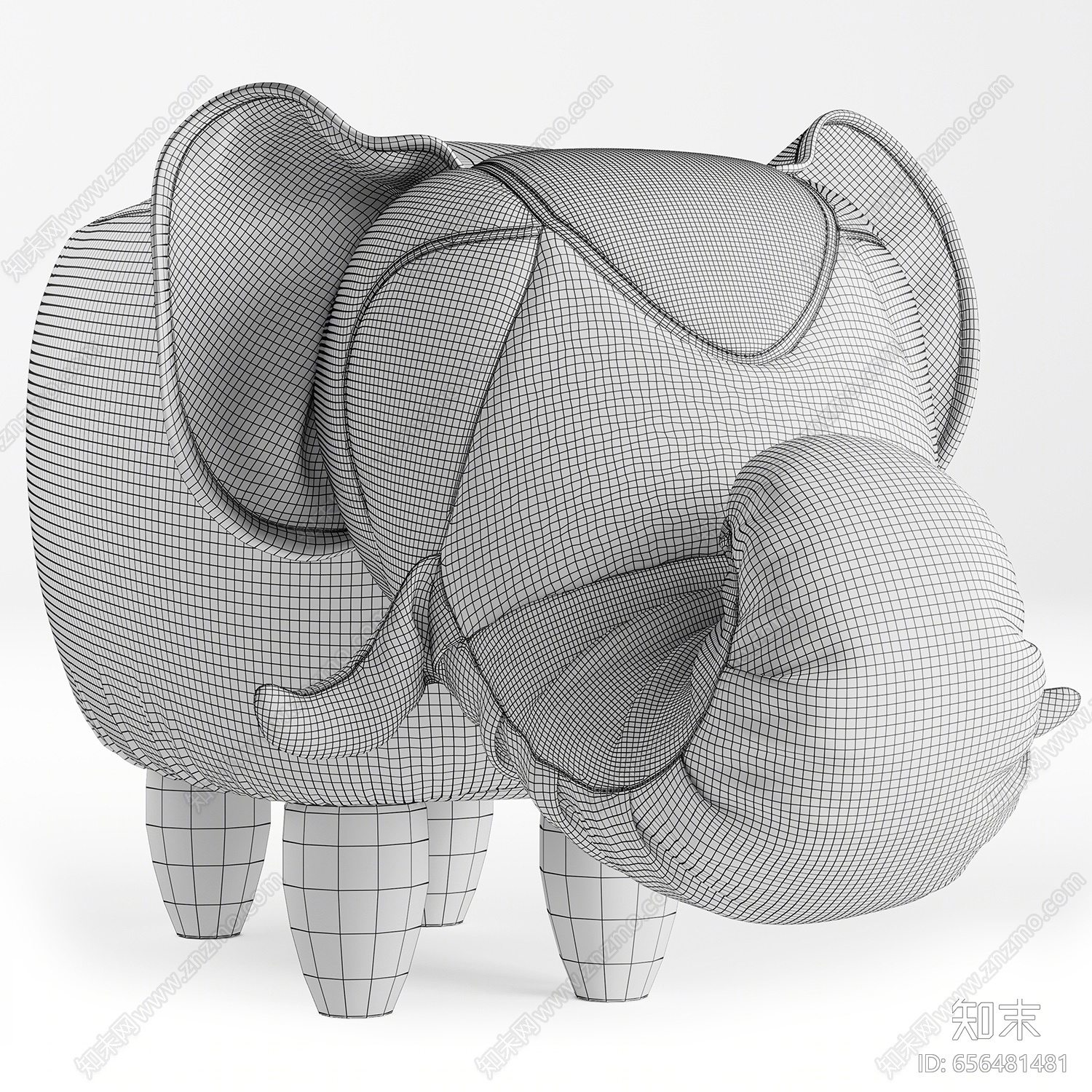 现代儿童沙发凳3D模型下载【ID:656481481】