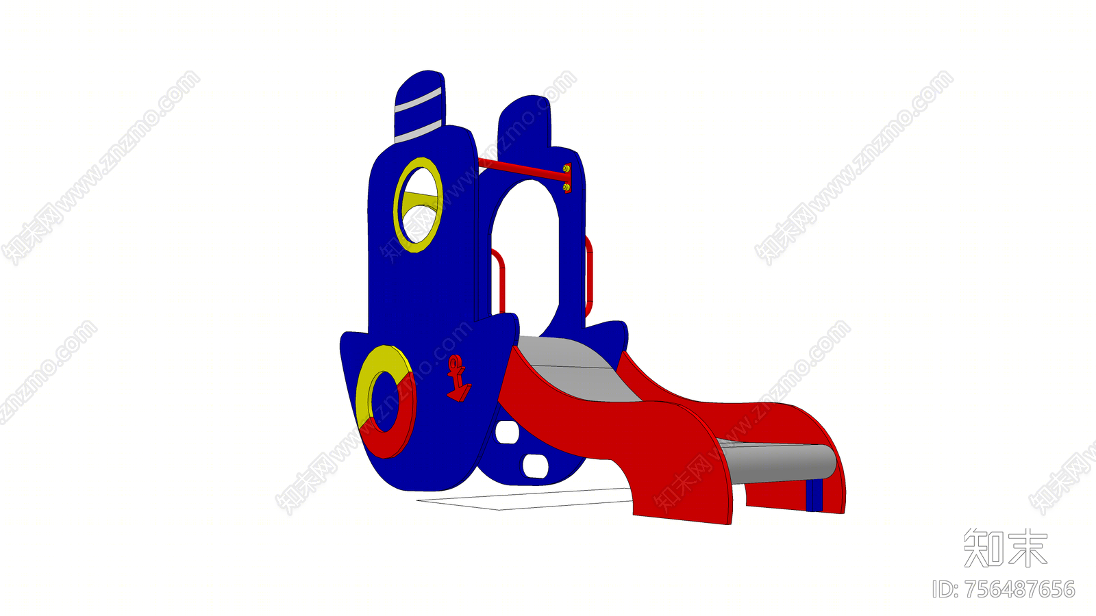 现代风格儿童滑梯SU模型下载【ID:756487656】