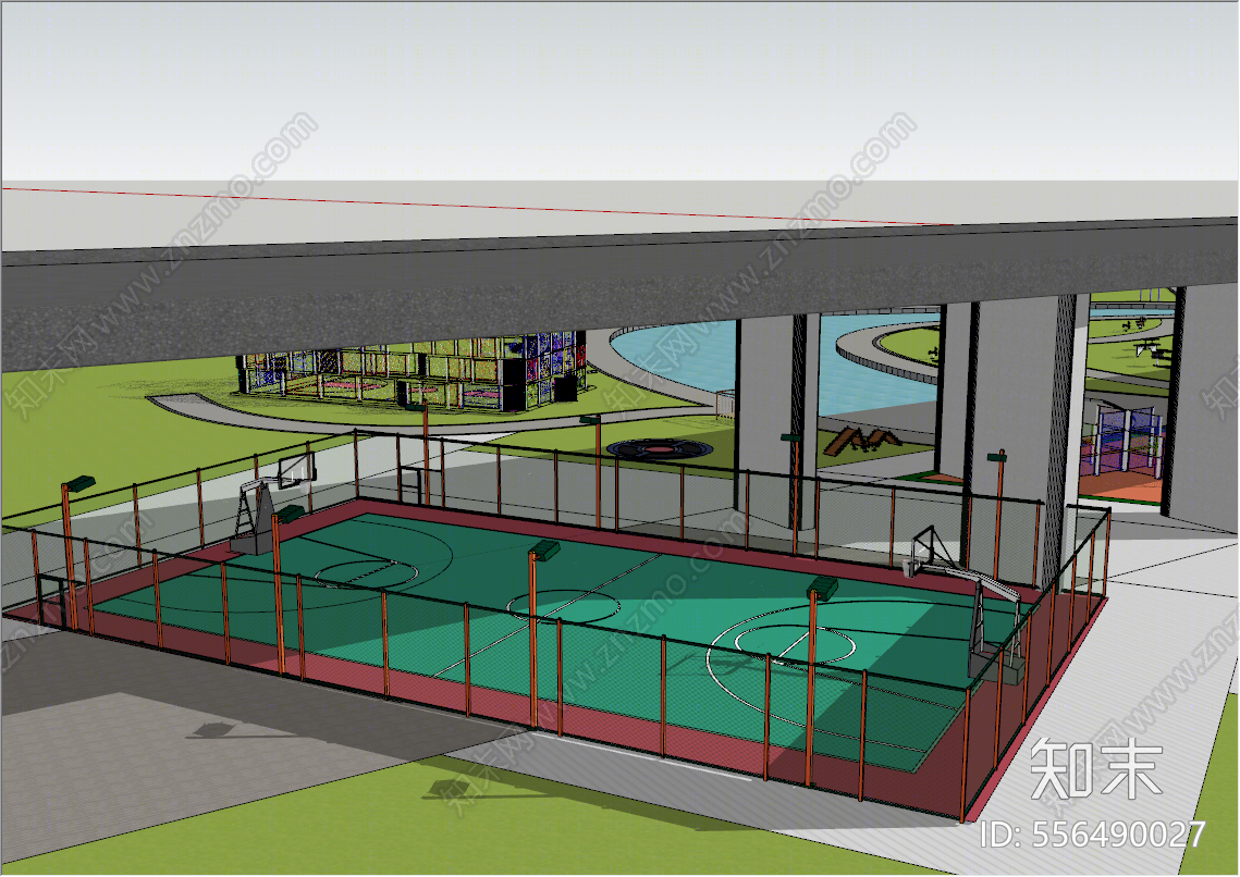 现代风格体育馆SU模型下载【ID:556490027】