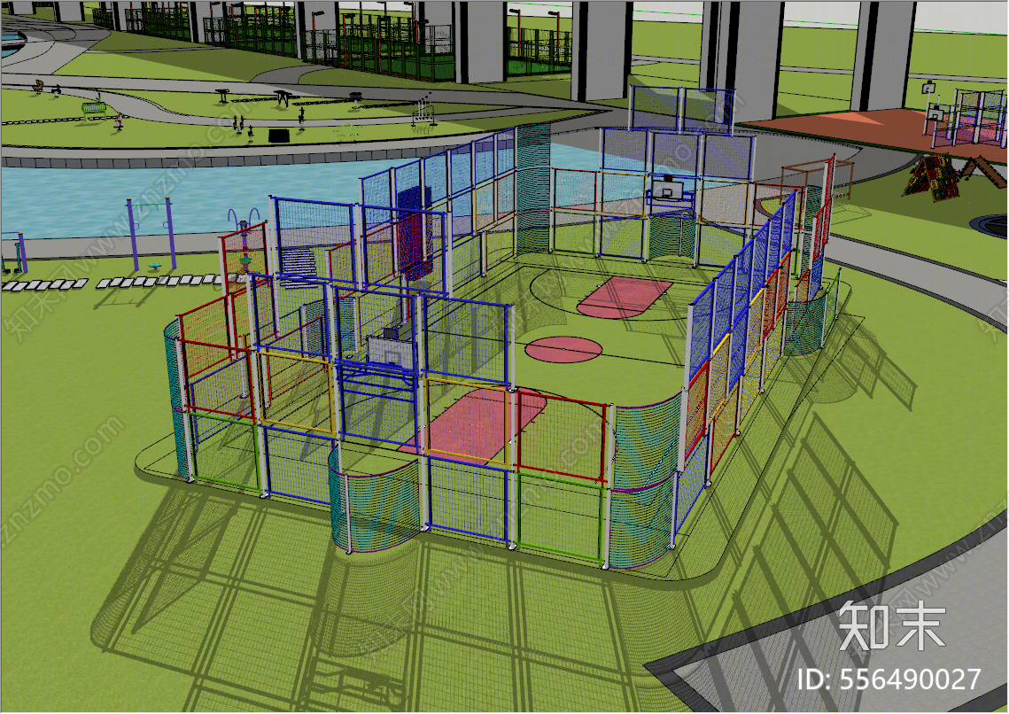 现代风格体育馆SU模型下载【ID:556490027】