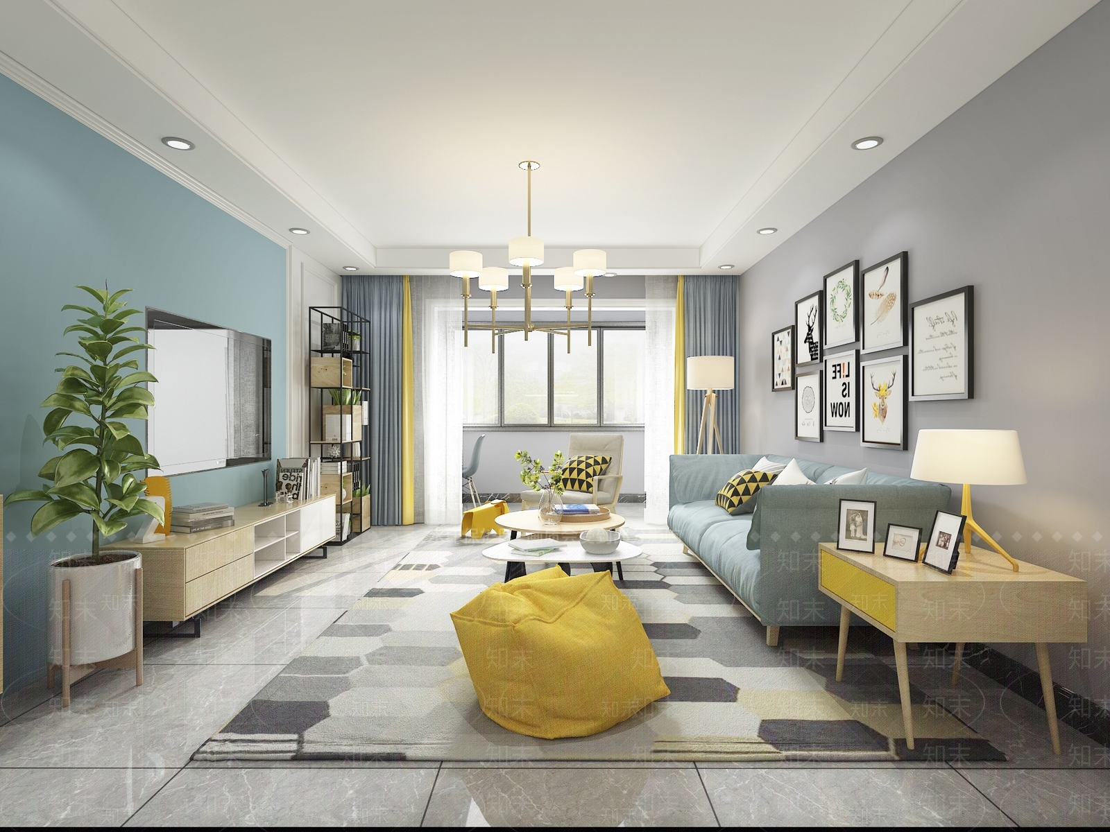 北欧小清新客餐厅3D模型下载【ID:756503708】