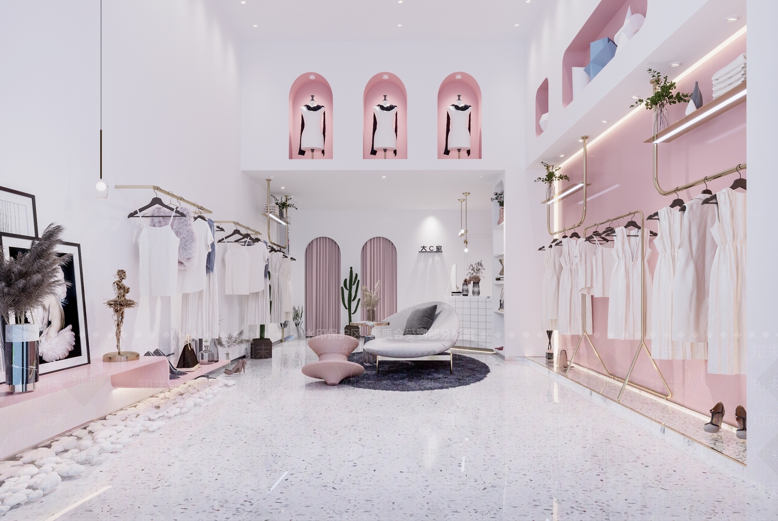 现代轻奢服装店3D模型下载【ID:556530480】