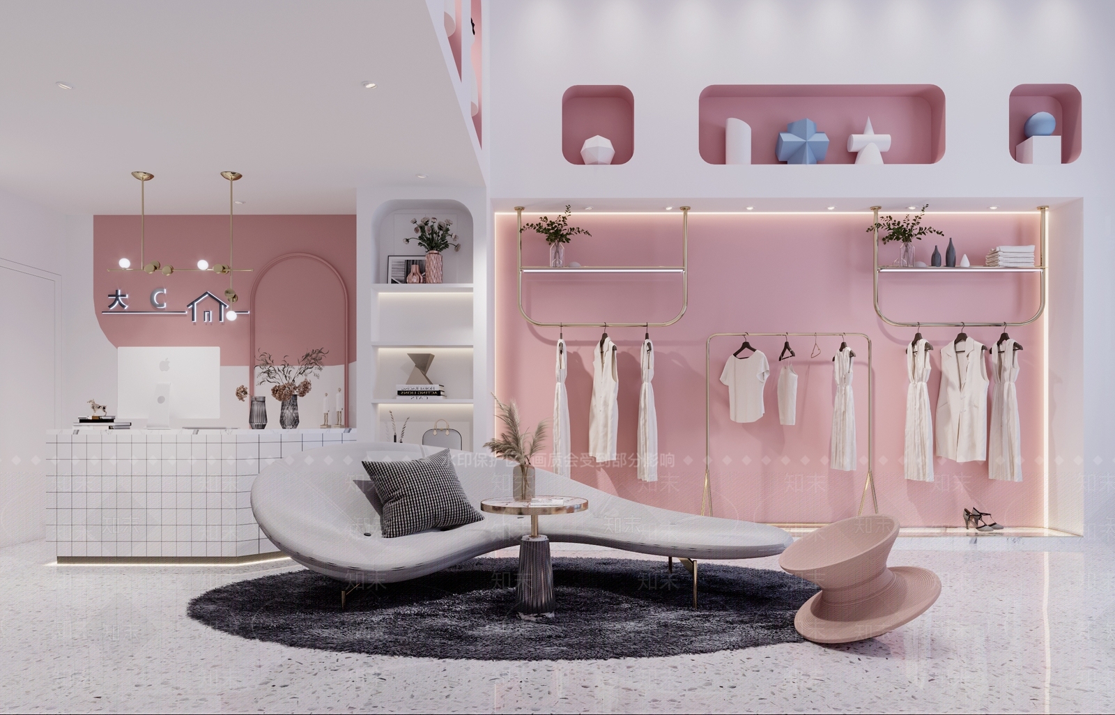 现代轻奢服装店3D模型下载【ID:556530480】